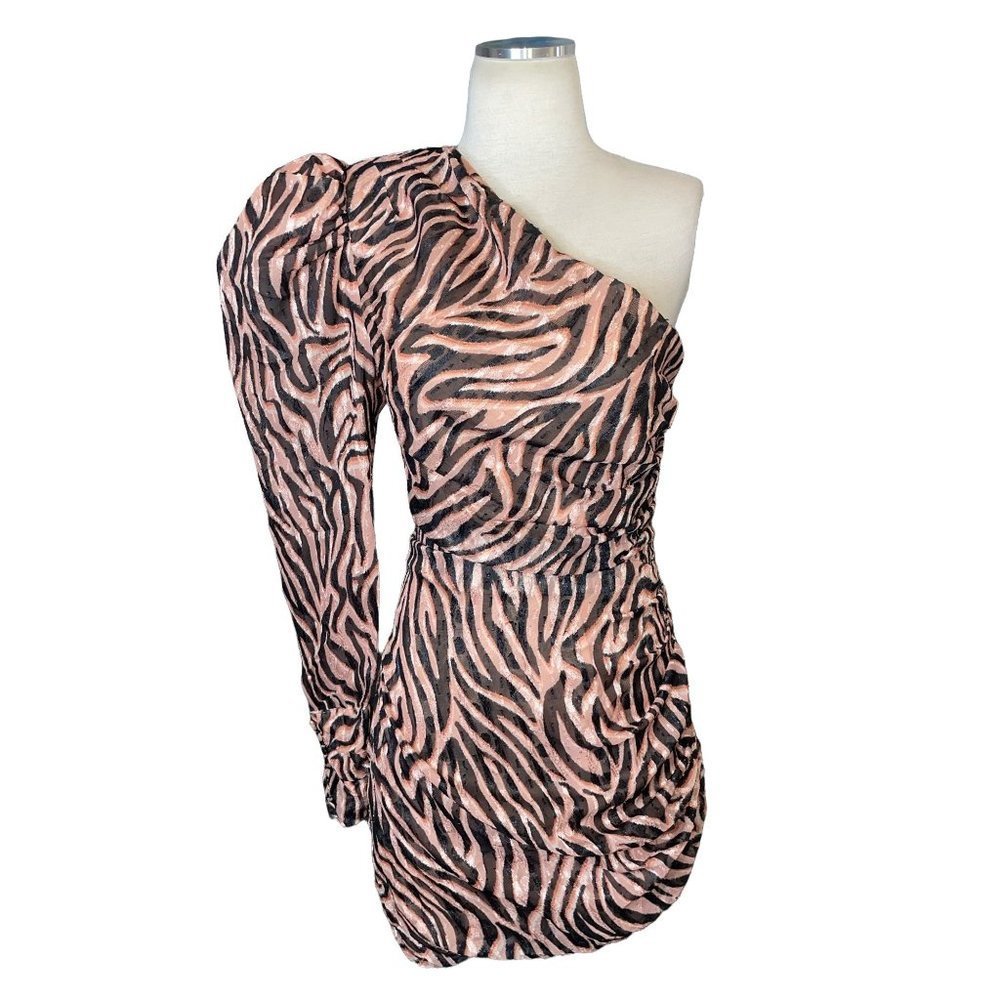 DUNDAS x REVOLVE Norma Mini Dress in Natural Zebra Small - Picture 5 of 10